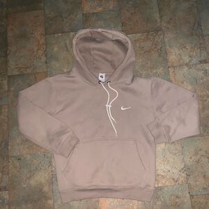Nike Tan Sweater with Hood and Ribbed Cuffs